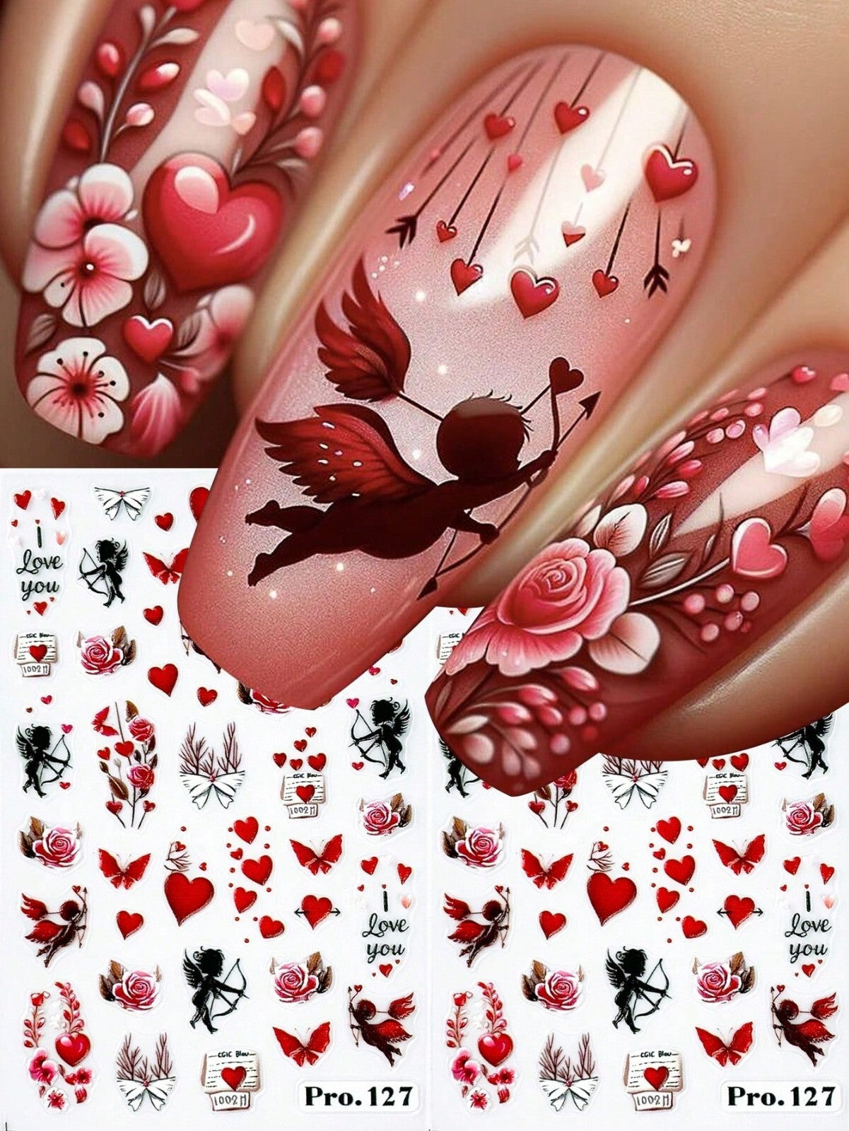 2sheet 5D Nail Art Stickers Decals Embossed Flowers Floral Daisy Fern Decoration