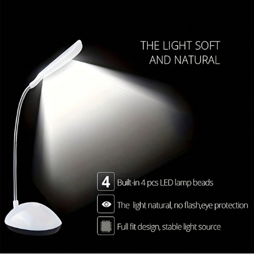 Mini Folding Table Lamp, Battery-Powered LED, Eye Protection, Gift for Holidays