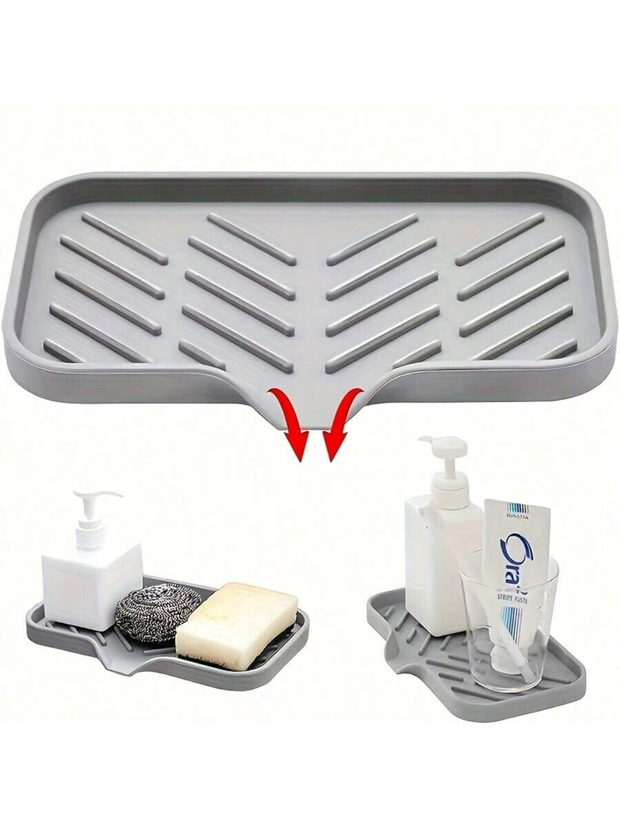 Silicone Soap Dish Storage Holder Soap Plate Tray Drain Box for Bathroom Sink UK