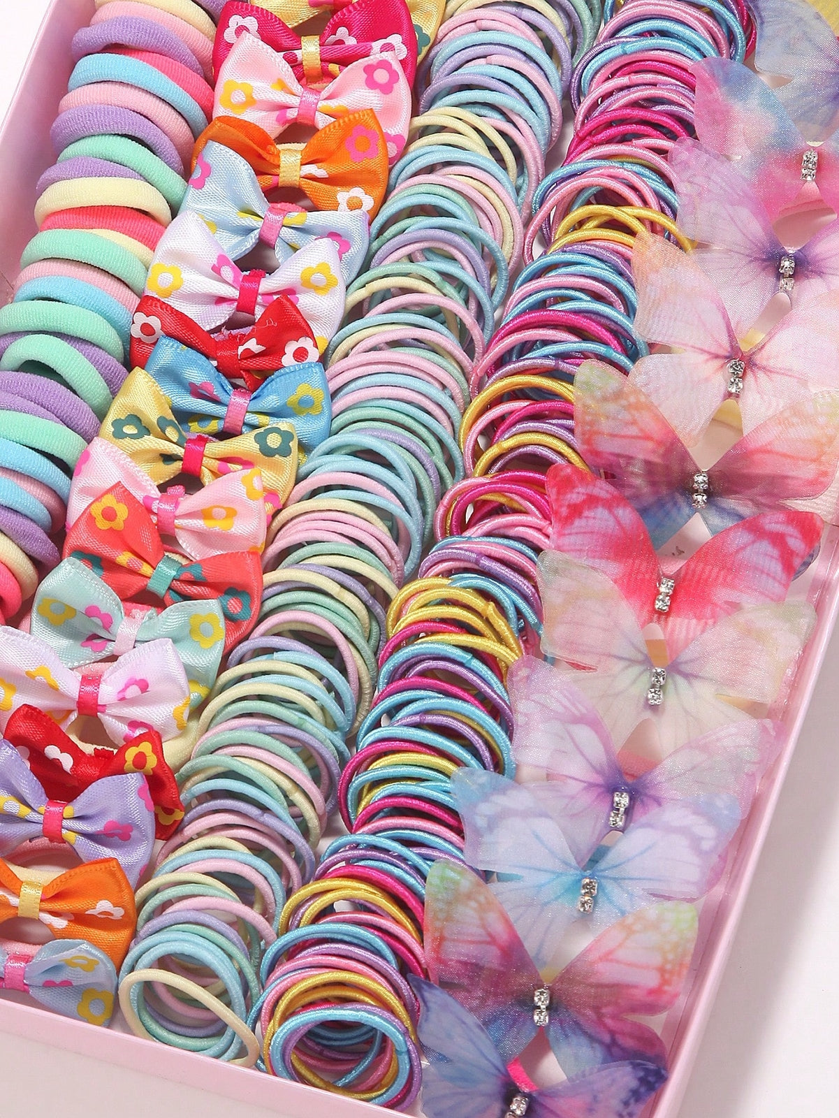 266pcs Multicolored Hair Ties Set, Bowknot Hairbands, Elastic Rubber Bands UK