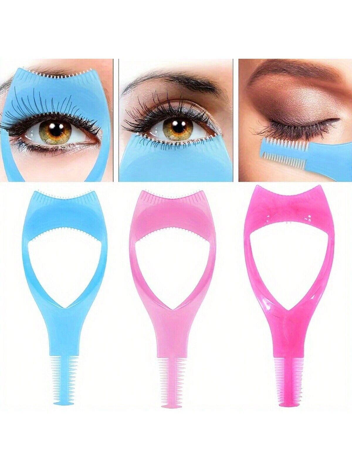 Eyelash Brush Curler Mascara Guard 3 in 1 Applicator Tool Stencil Shield Guide