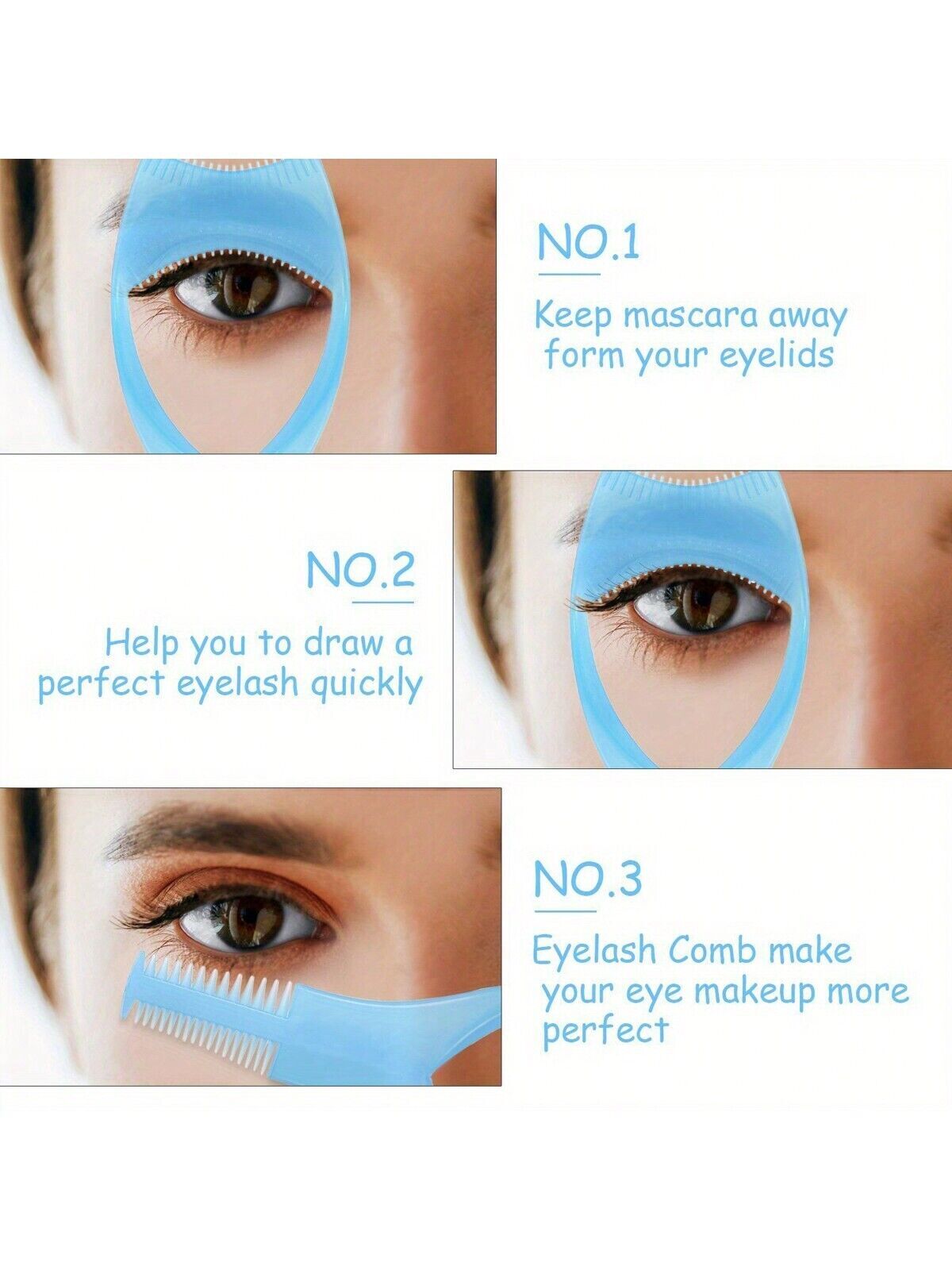 Eyelash Brush Curler Mascara Guard 3 in 1 Applicator Tool Stencil Shield Guide