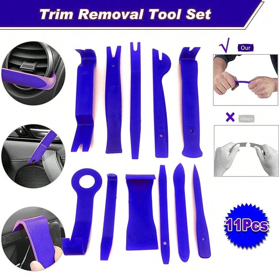 11 PCS CAR TRIM REMOVAL TOOL KIT PANEL DOOR PRY DASH INTERIOR CLIP SET PLASTIC