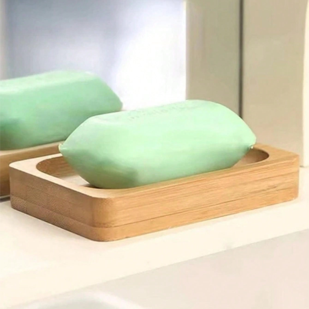 Bamboo Wooden Soap Dish Soap Tray Holder Storage Rack Plate Container Bathroom