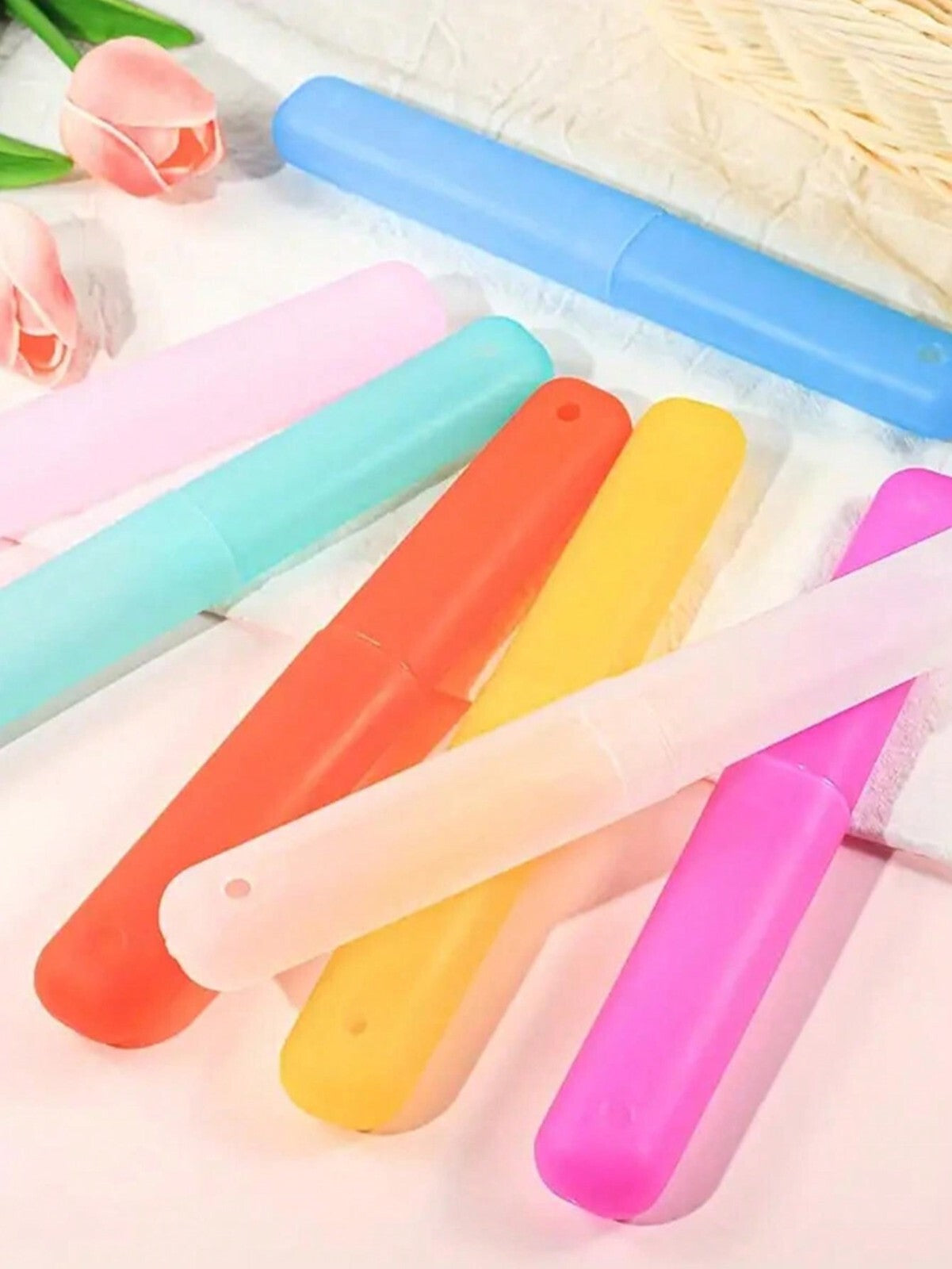 5pcs Toothbrush Case Travel Cover Plastic Holder, Family Pack, Brushes Holidays