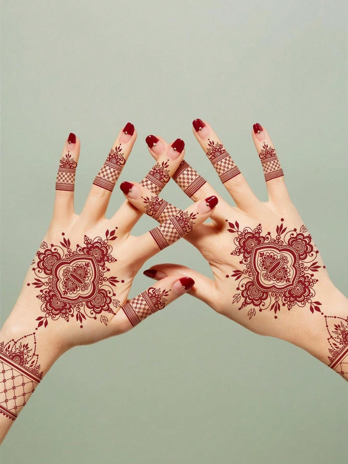 4 Sheets Brown Flower Pattern Henna Temporary Tattoo Stickers Waterproof UK