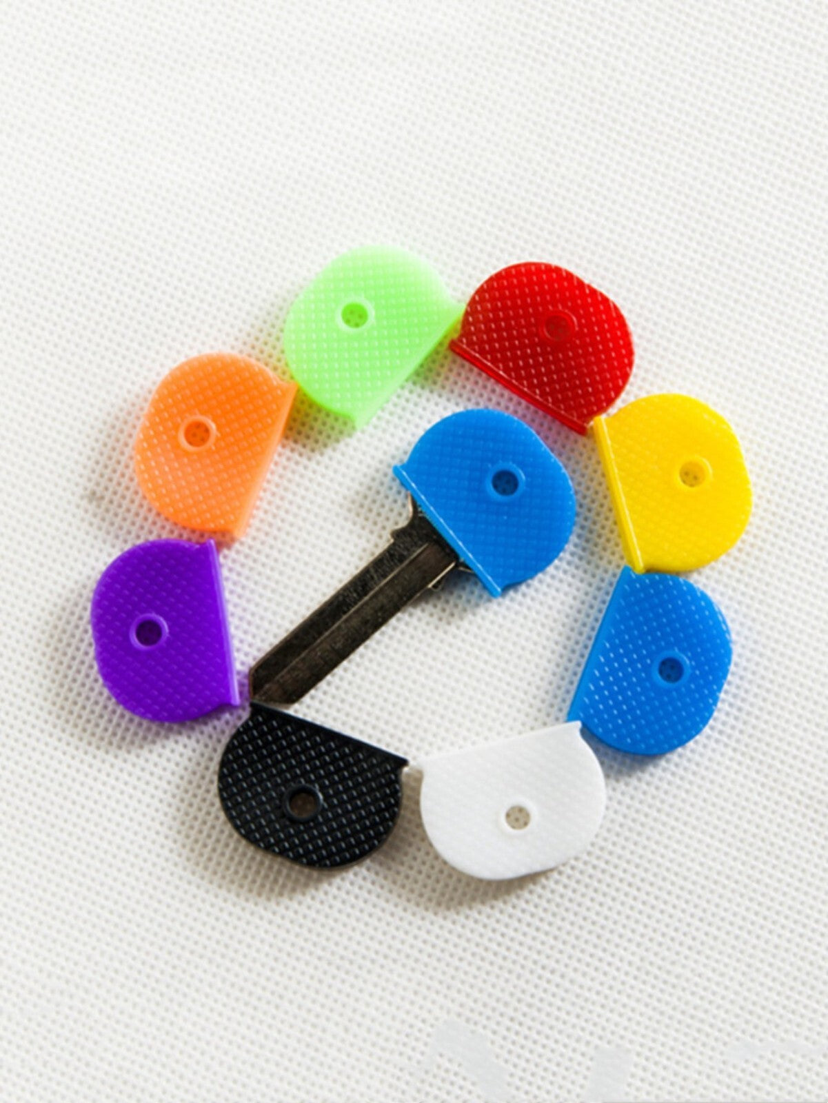 10 x Coloured Key Top cover Caps Assorted Head Covers ID Tag Cap Ring Keyring