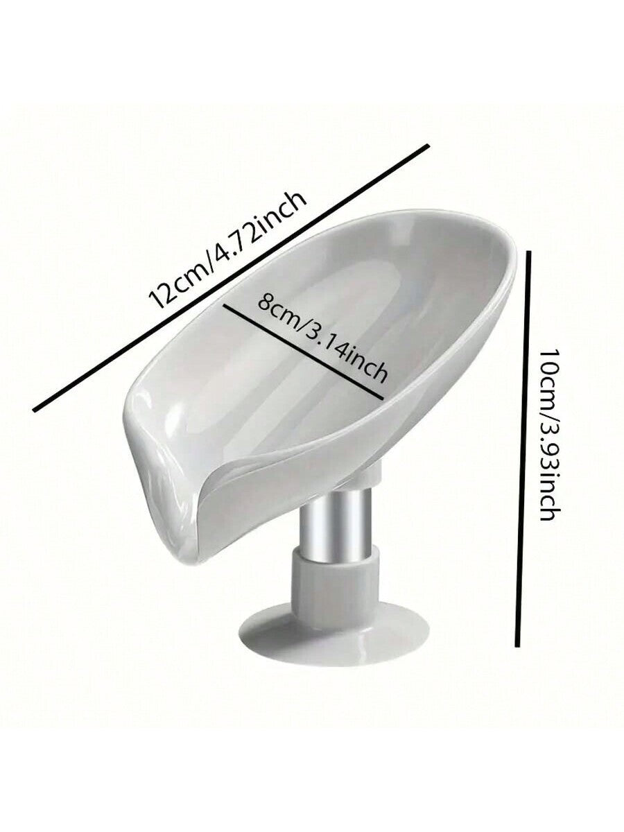 Bathroom Leaf Shape Drain Soap Box Dish Holder Storage Suction Saver Soapbox UK