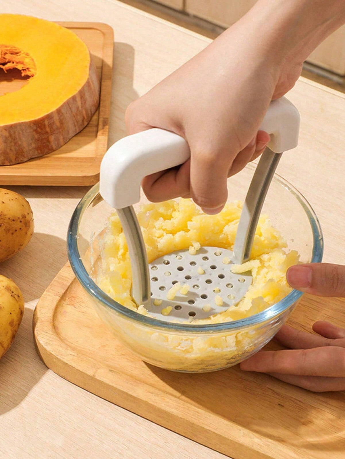 Potato Masher Vegetable Heat Stainless Steel Crusher Kitchen Resistant Press New