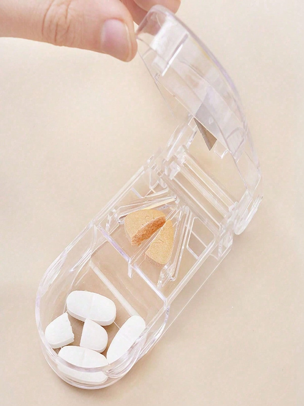 Pill Cutter Splitter Half Medication Storage Compartment Box Medicine Tablet Hol