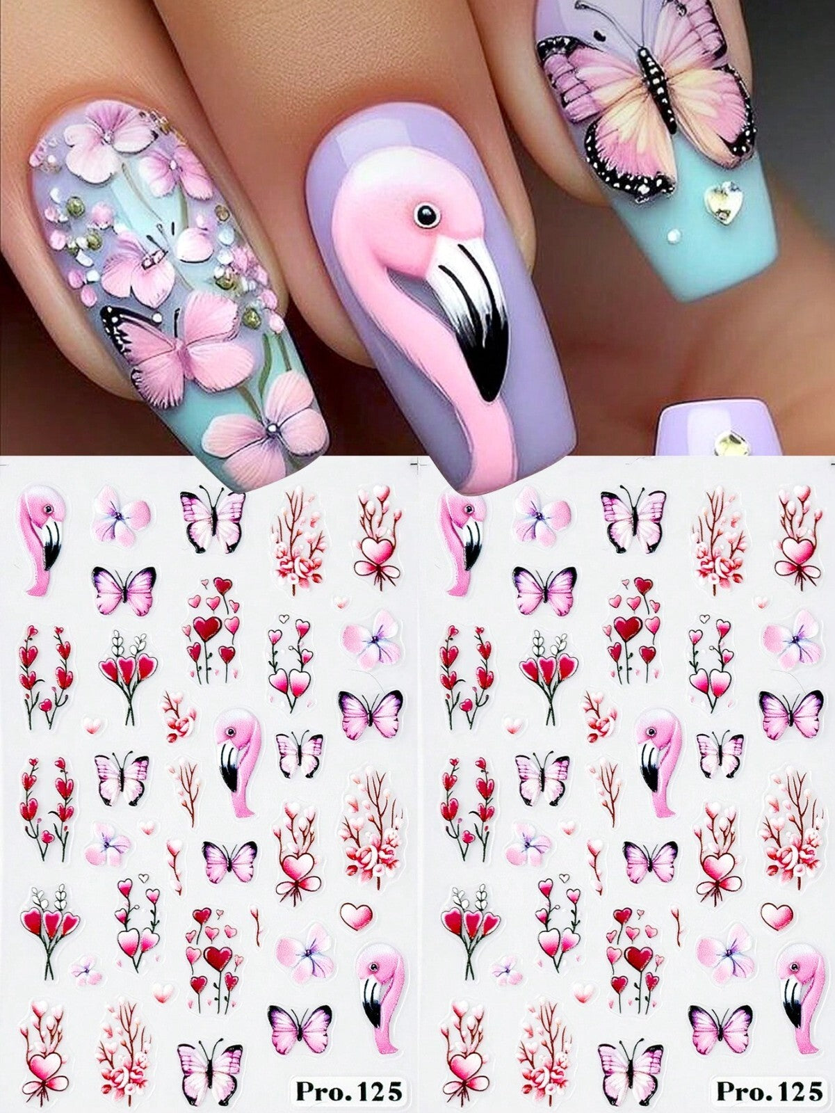 2sheet 5D Nail Art Stickers Decals Embossed Flowers Floral Daisy Fern Decoration