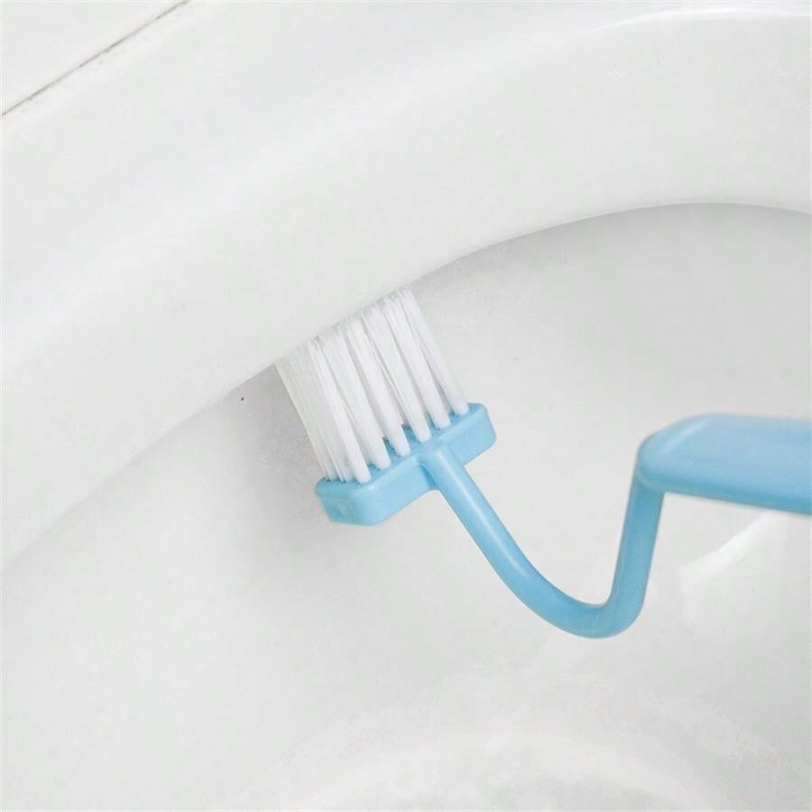 Plastic Toilet Under Rim Cleaning Brush v-Type Curved Bent Handle For Home UK