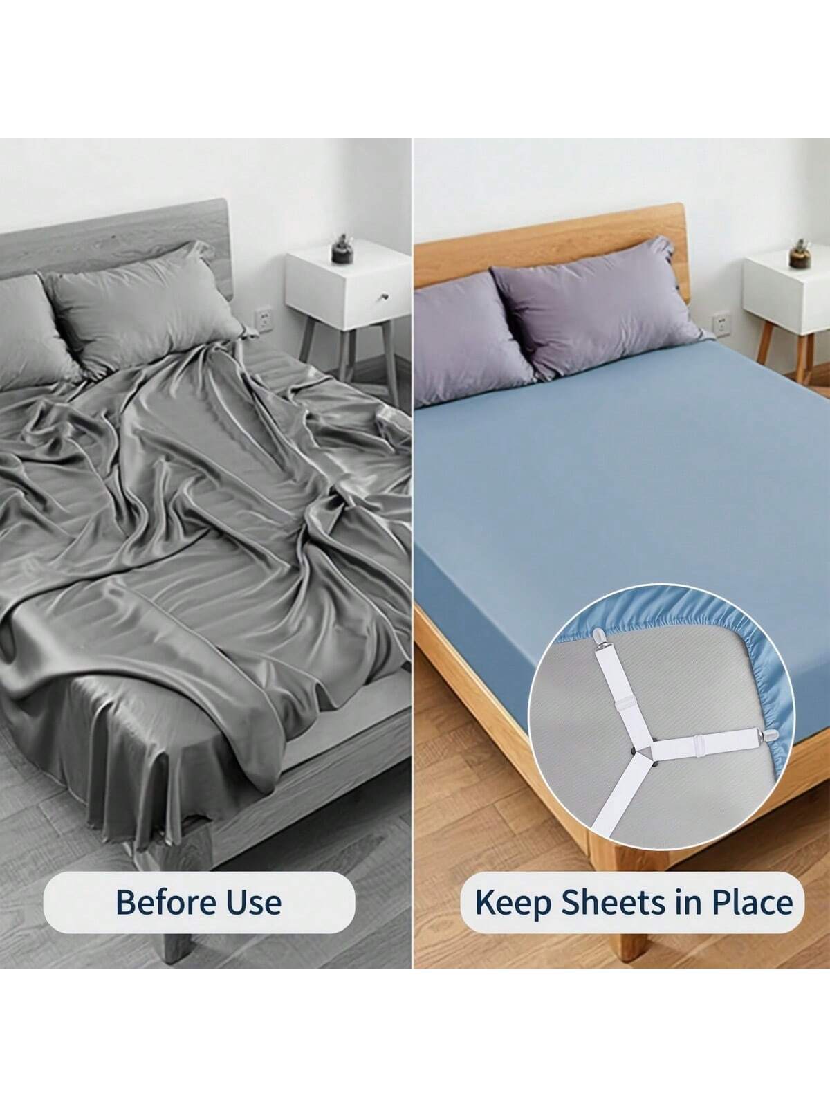 2x Suspender Straps Crisscross Bed Sheet Mattress Holder Fastener Grippers Clips