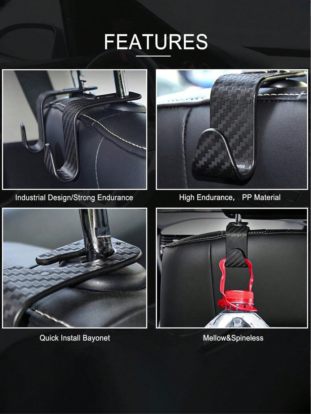 4PCS Car Auto Seat Back Hook Headrest Holder Hanger Organizer Bag Coat Handbag