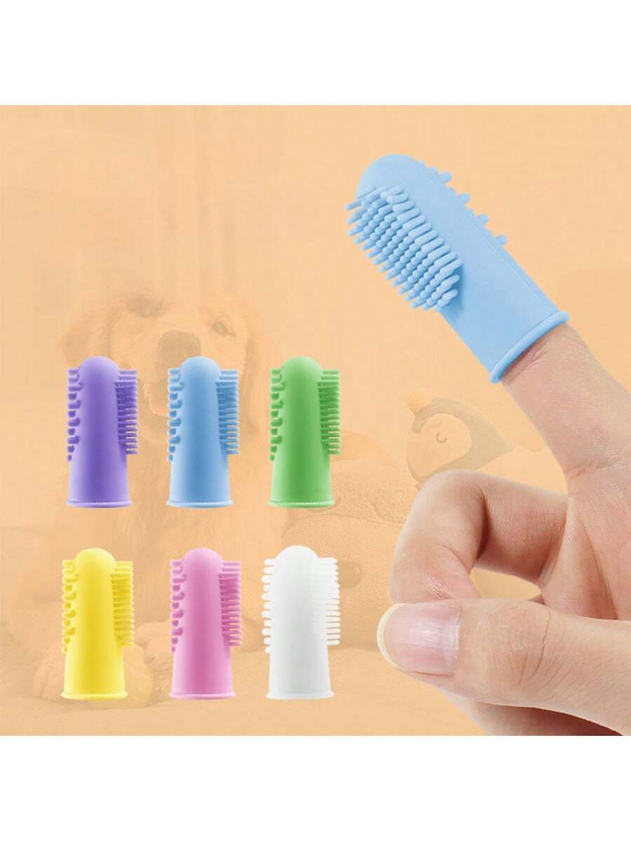 6x Pet Finger Toothbrush Dogs Cats Dental Cleaning Teeth Care Soft Finger Brush