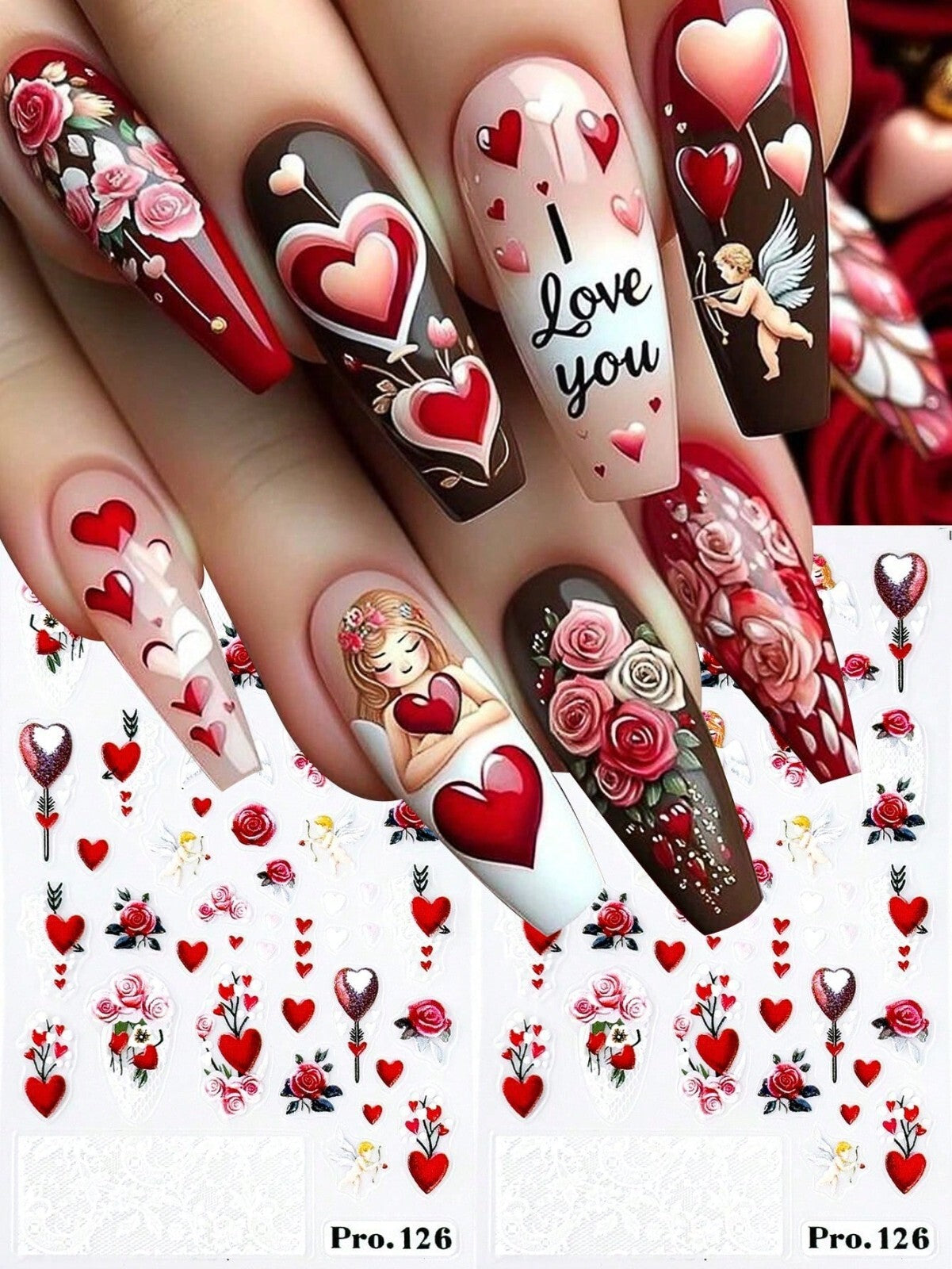 2sheet 5D Nail Art Stickers Decals Embossed Flowers Floral Daisy Fern Decoration