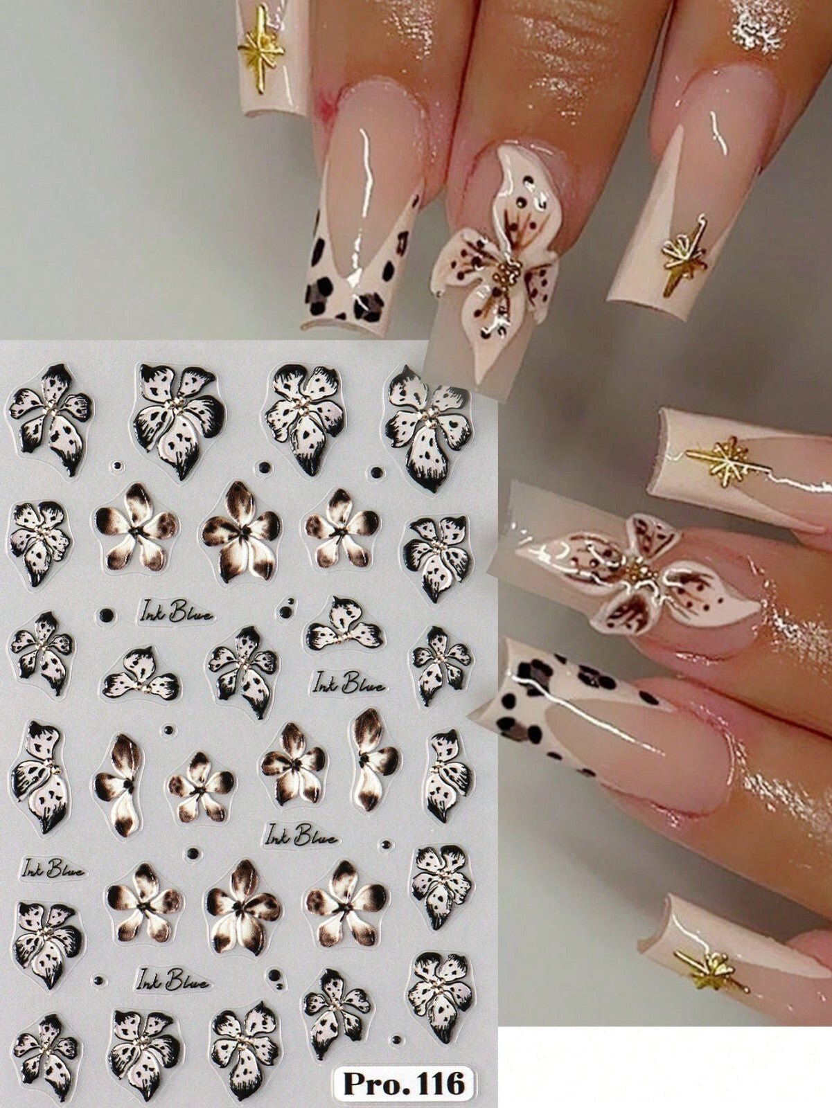 2sheet 5D Nail Art Stickers Decals Embossed Flowers Floral Daisy Fern Decoration