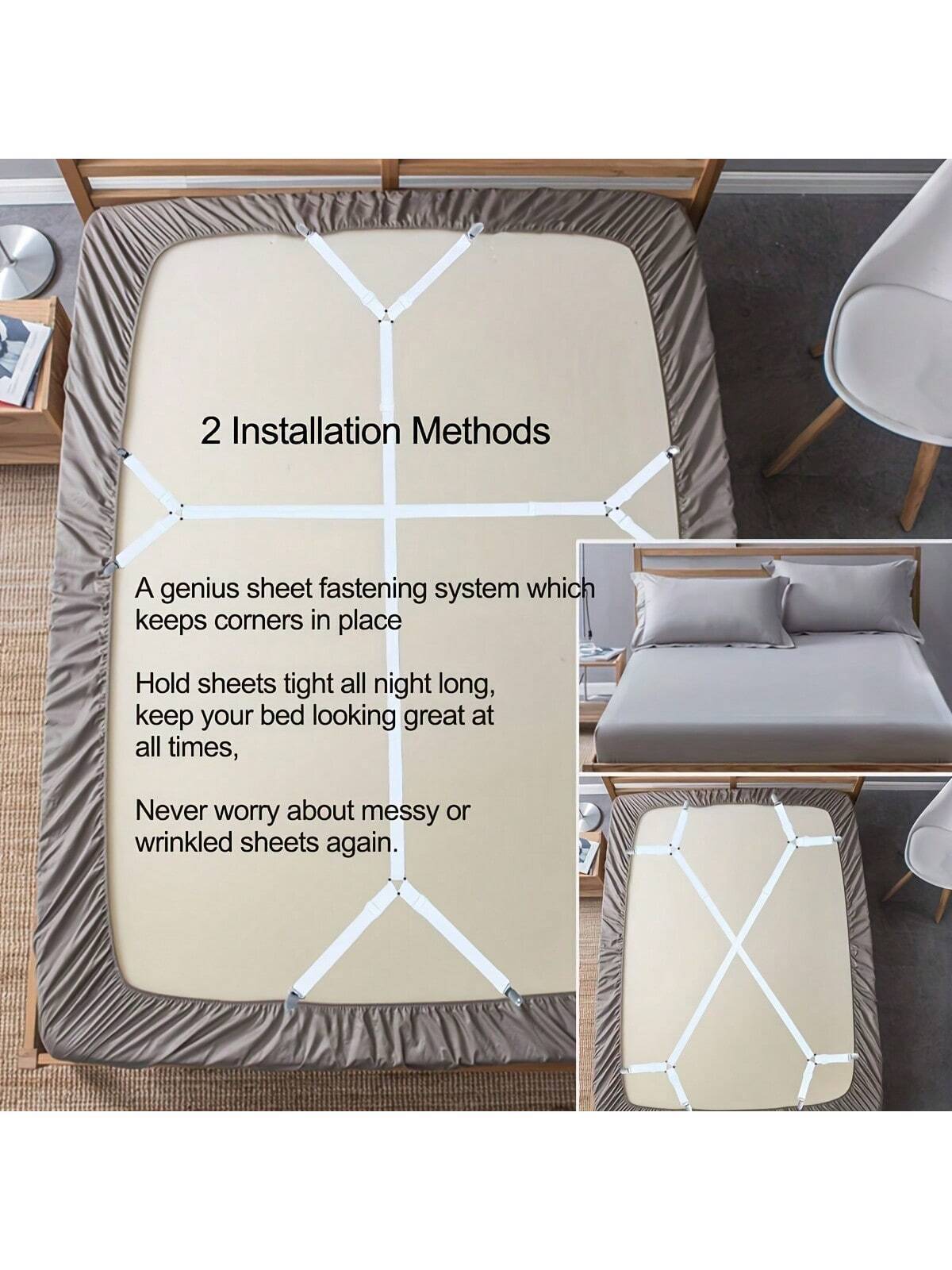 2x Suspender Straps Crisscross Bed Sheet Mattress Holder Fastener Grippers Clips