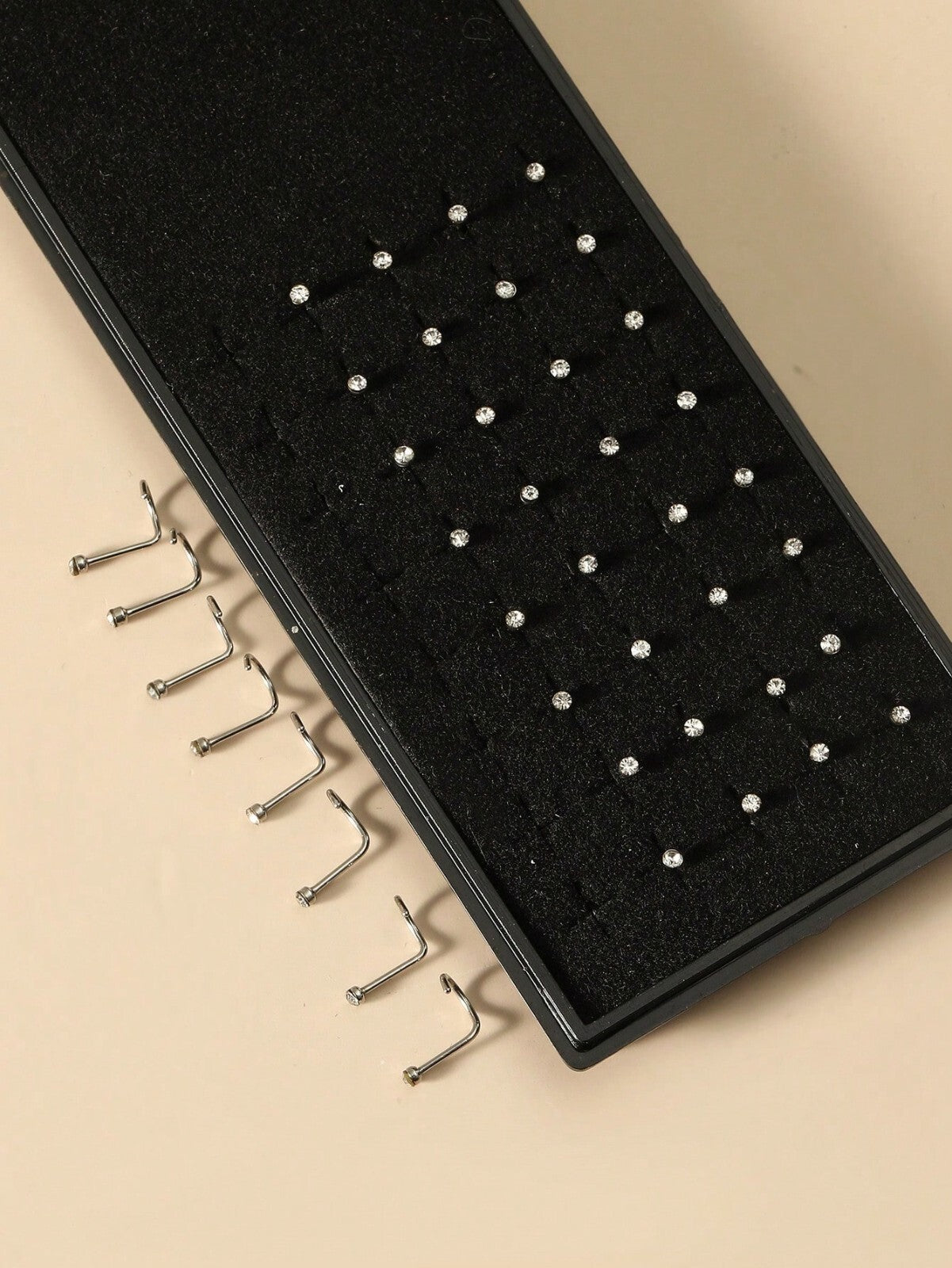 UK SILVER NOSE STUD STRAIGHT I L SCREW SHAPE SURGICAL STEEL PIN SET BAR PIERCING
