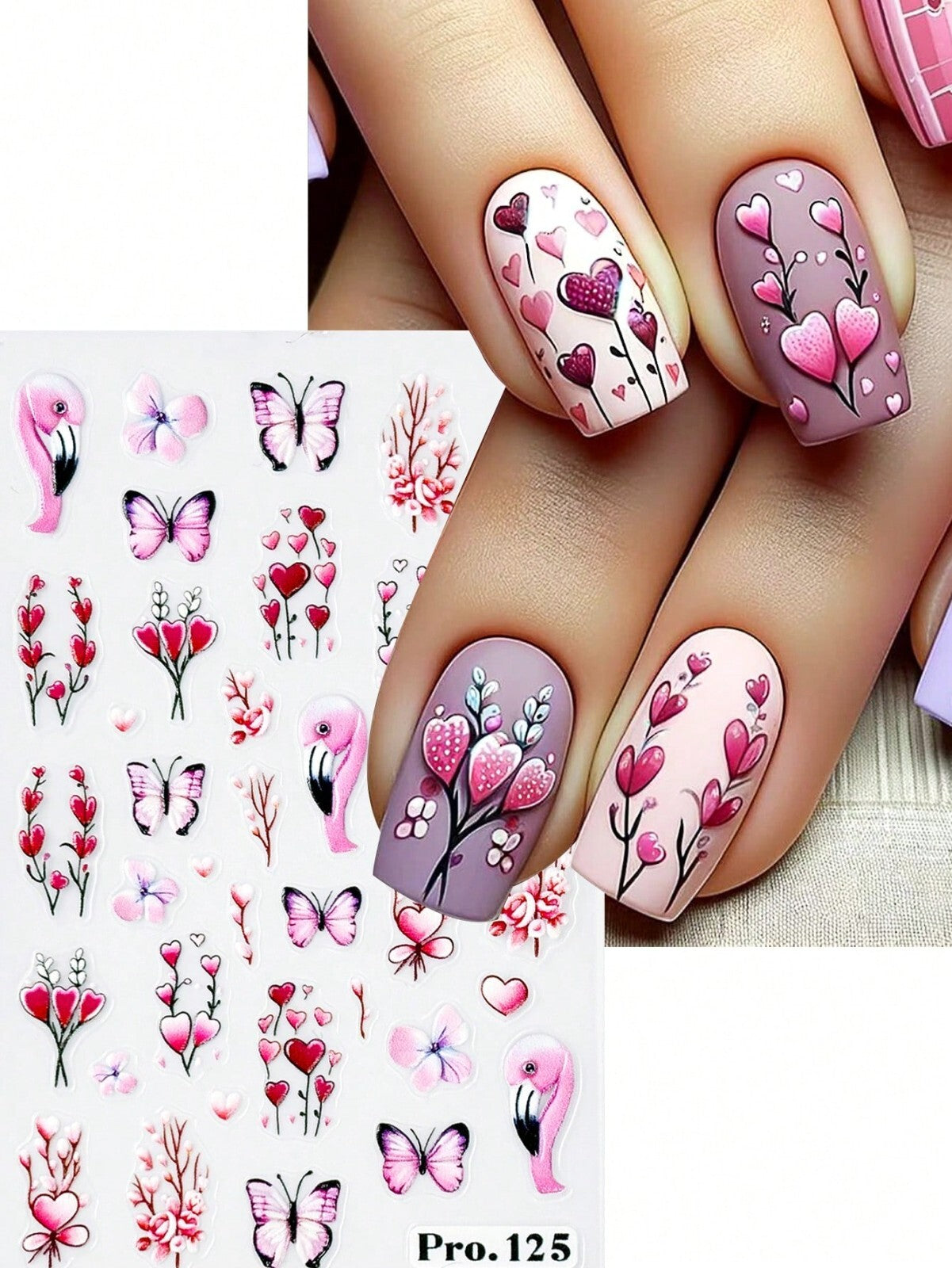 2sheet 5D Nail Art Stickers Decals Embossed Flowers Floral Daisy Fern Decoration