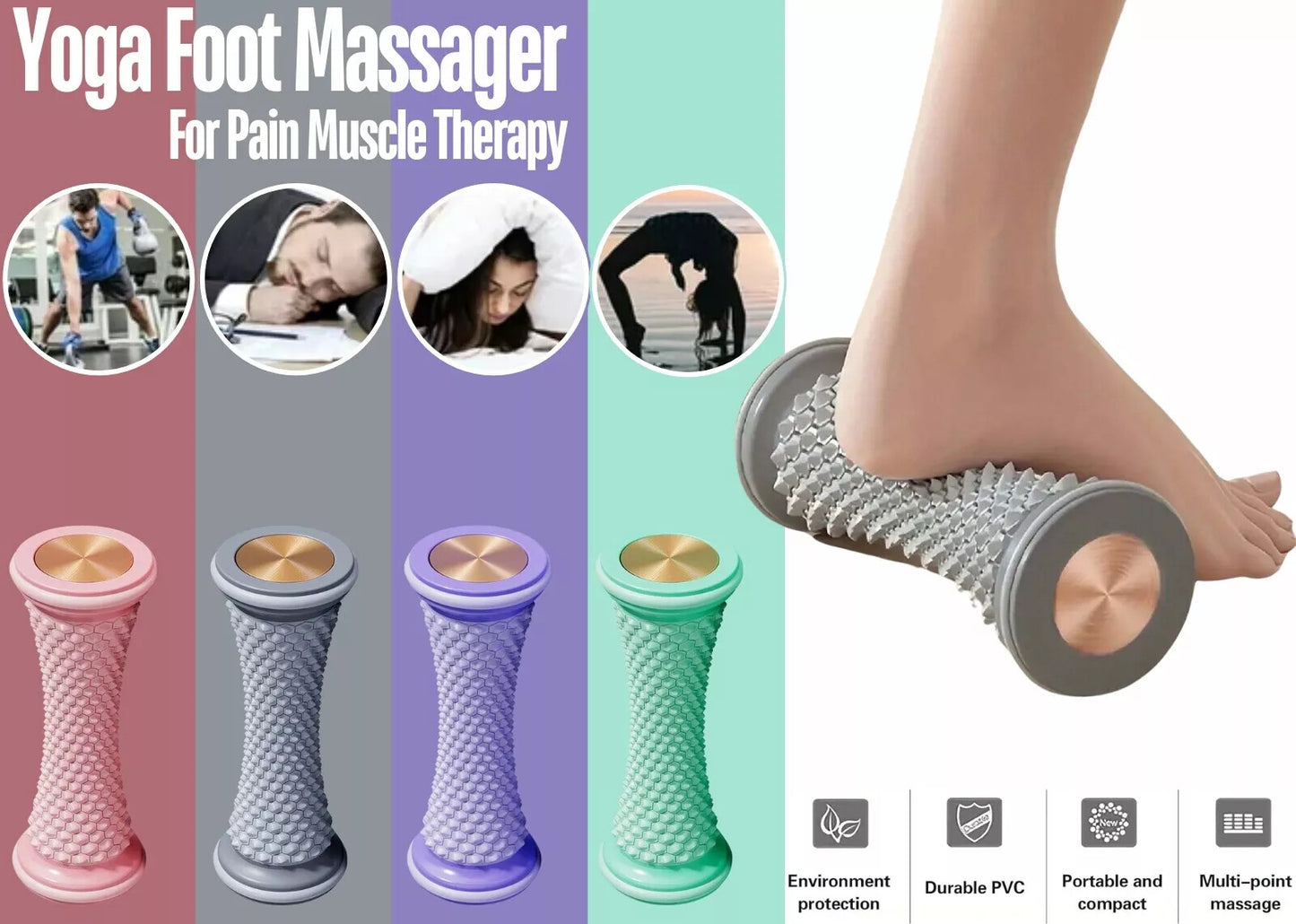 Foot Massage Roller Body Muscle Pain Relief Plantar Fasciitis Feet Massager