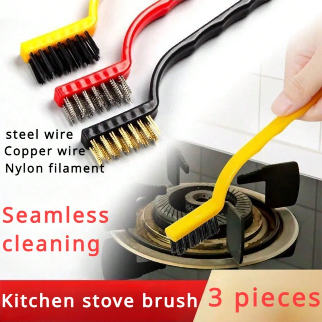 3PCS Mini Wire Brush Set Brushes Steel Brass Nylon Metal Rust Paint Remover UK
