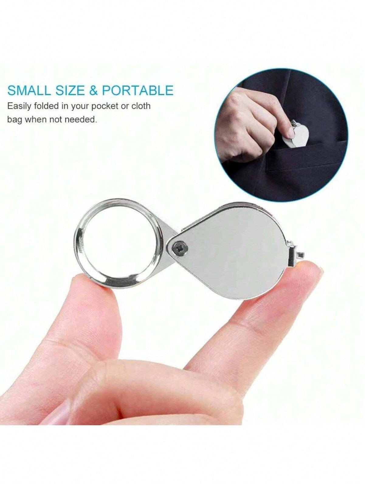 Jewelers Eye Loupe Pocket Magnifier Magnifying Glass Jewelry Diamond 30x21mm UK