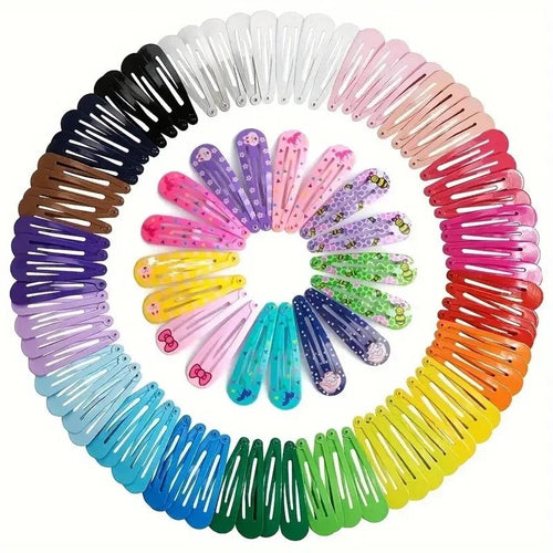 20x Snap Hair Clips Metal Hairpins Slides for Women Girls Kids School Set