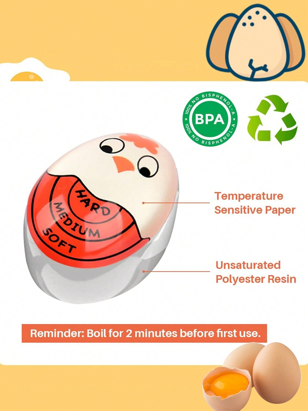 Egg Timer Perfect Boil Colour Changing Kitchen Cook Heat Perfectly Useful UK