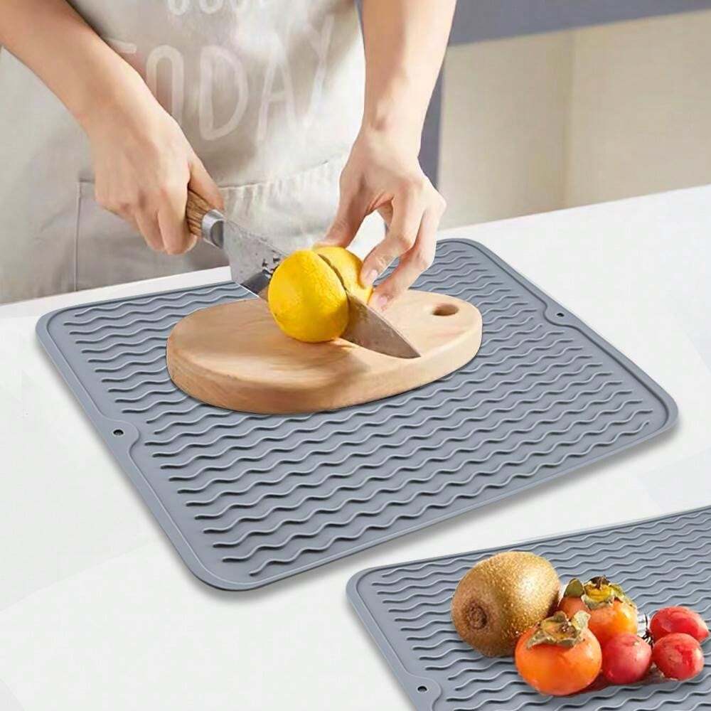 Silicone Sink Drying Mat Heat Resistant Kitchen Rectangle Non Slip Dish Drainer