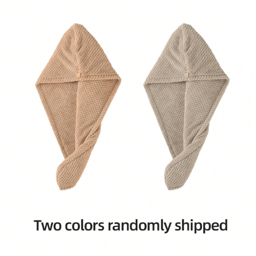 Microfiber Hair Drying Towel with Button Soft Absorbent Random Color Uk