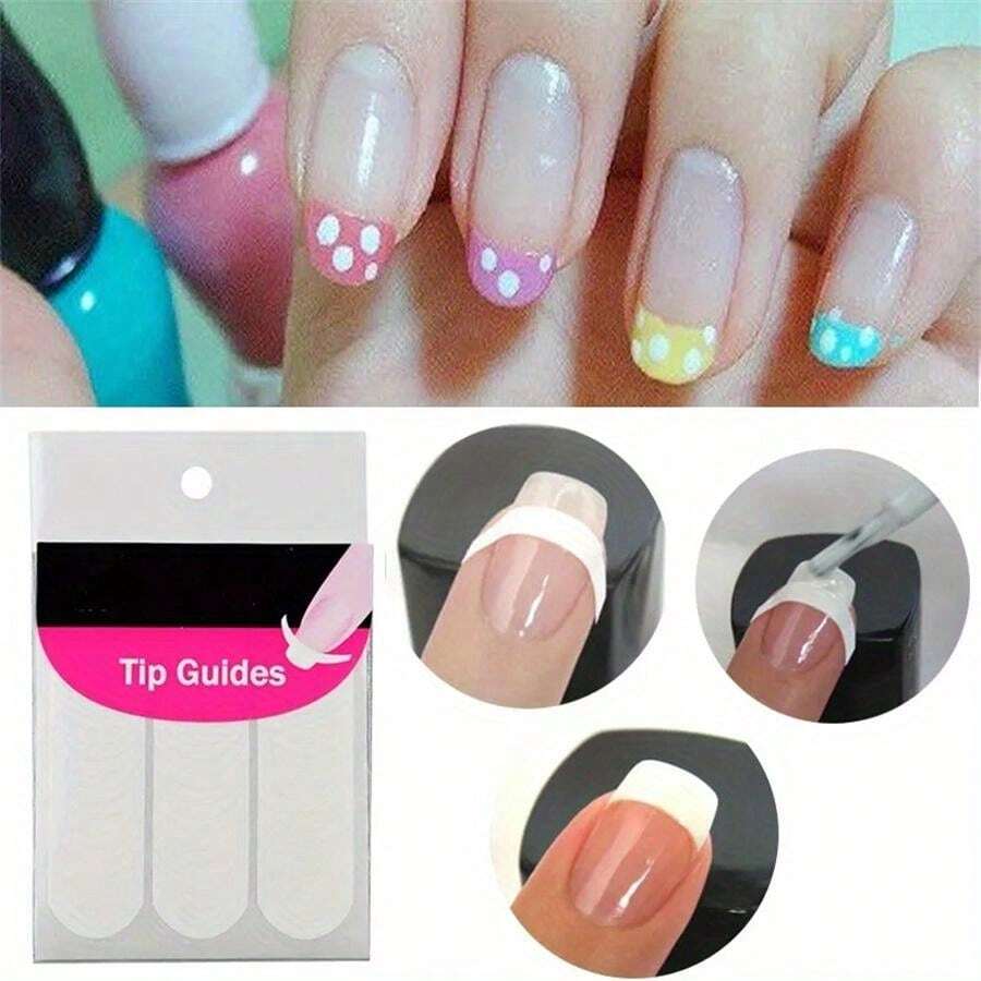 240pcs French Manicure Nail Guides 5 Sheets Stickers Stencil Tips Nail Tips