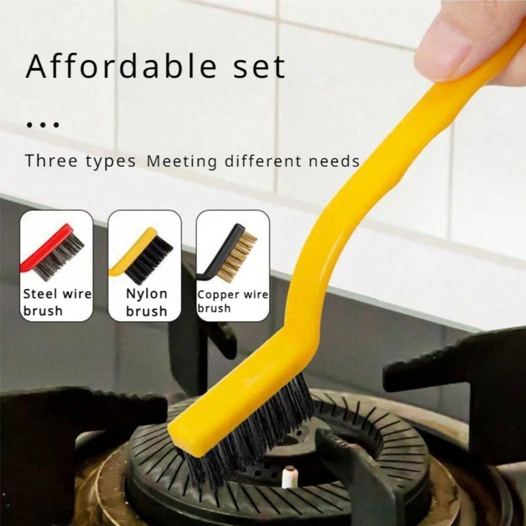3PCS Mini Wire Brush Set Brushes Steel Brass Nylon Metal Rust Paint Remover UK
