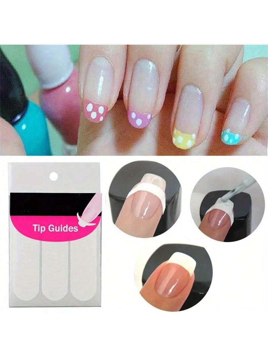 240pcs French Manicure Nail Guides 5 Sheets Stickers Stencil Tips Nail Tips