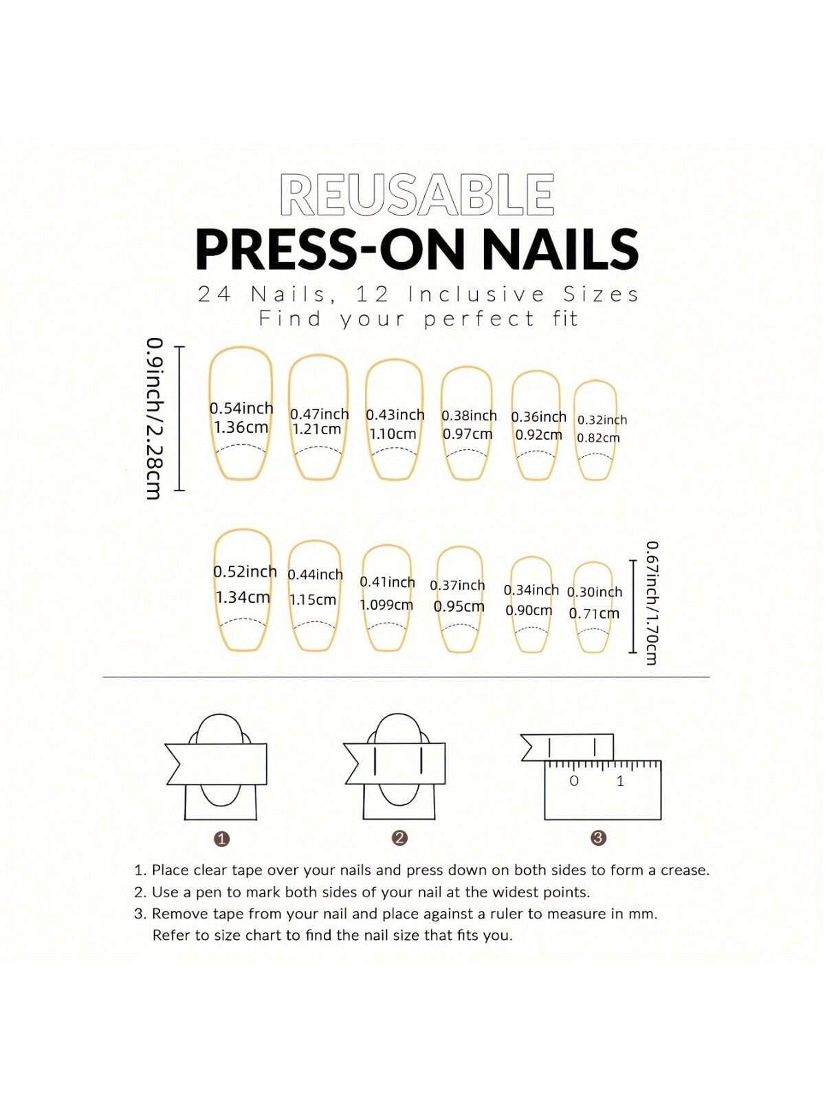 24x Short Square False Nails French Manicure Fake Tips Press On Full Cover Nails