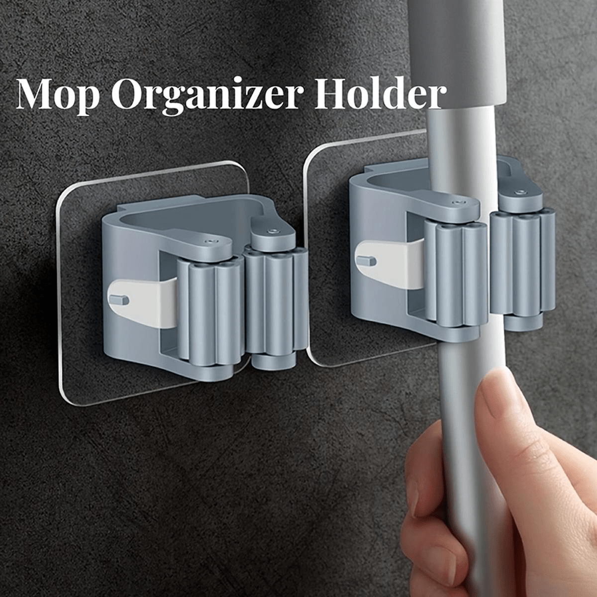 2/6 Self Adhesive Wall Mounted Mop Holder Hooks Broom Hanger Spring Clip Rack