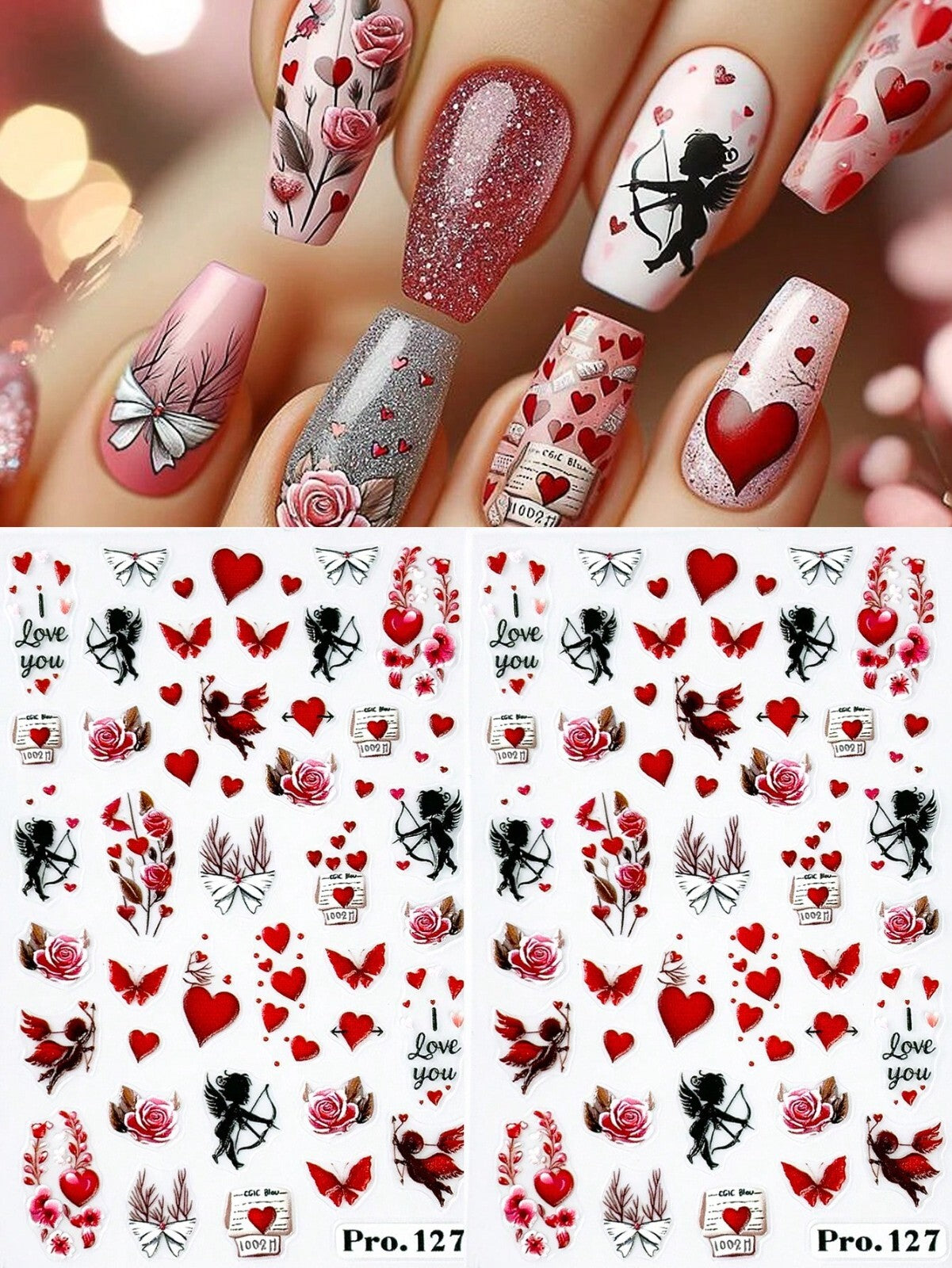 2sheet 5D Nail Art Stickers Decals Embossed Flowers Floral Daisy Fern Decoration