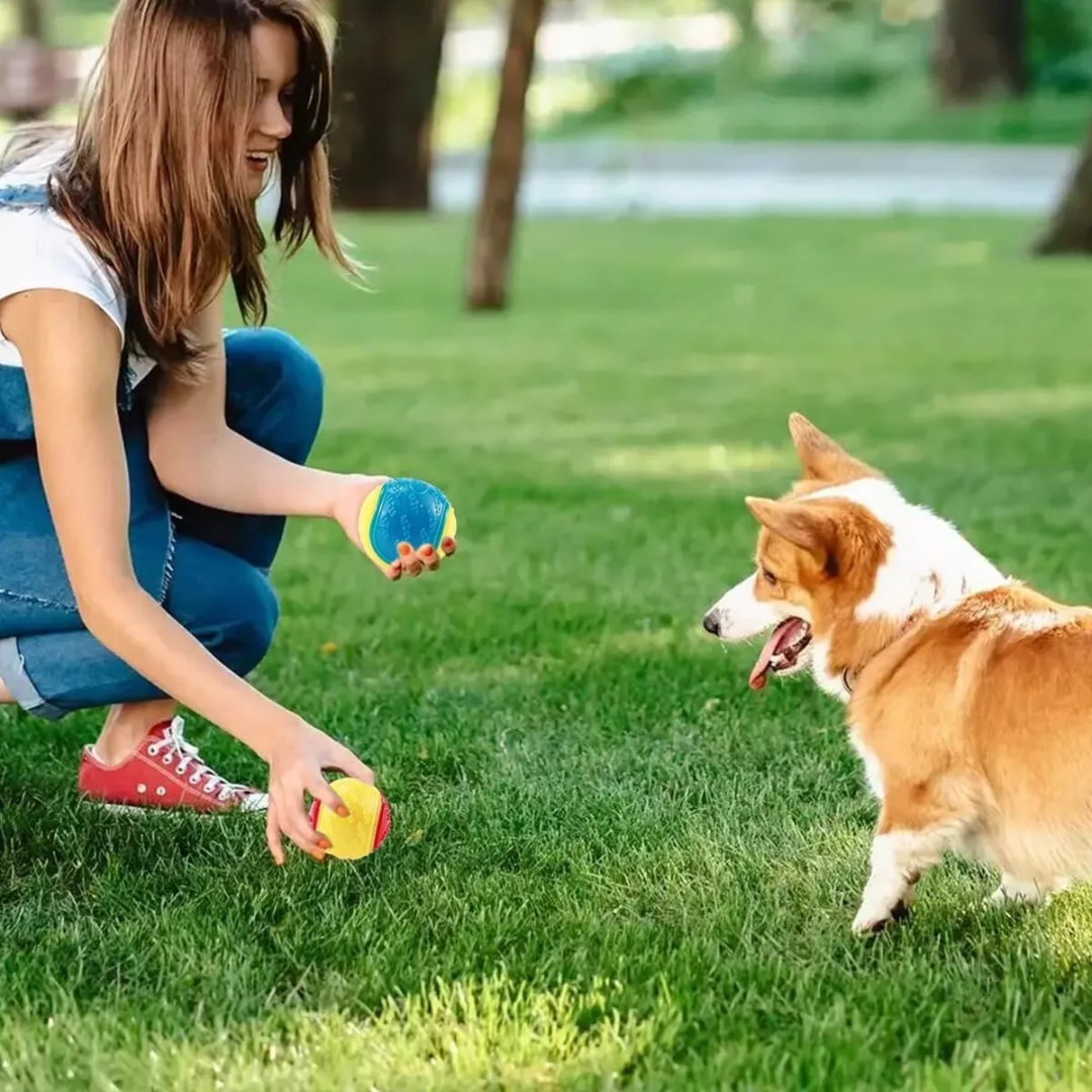 Dogs TPR Toys for Dog Pet Teeth Cleaning Bite Resistance Squeaky Dog Ball Toy UK