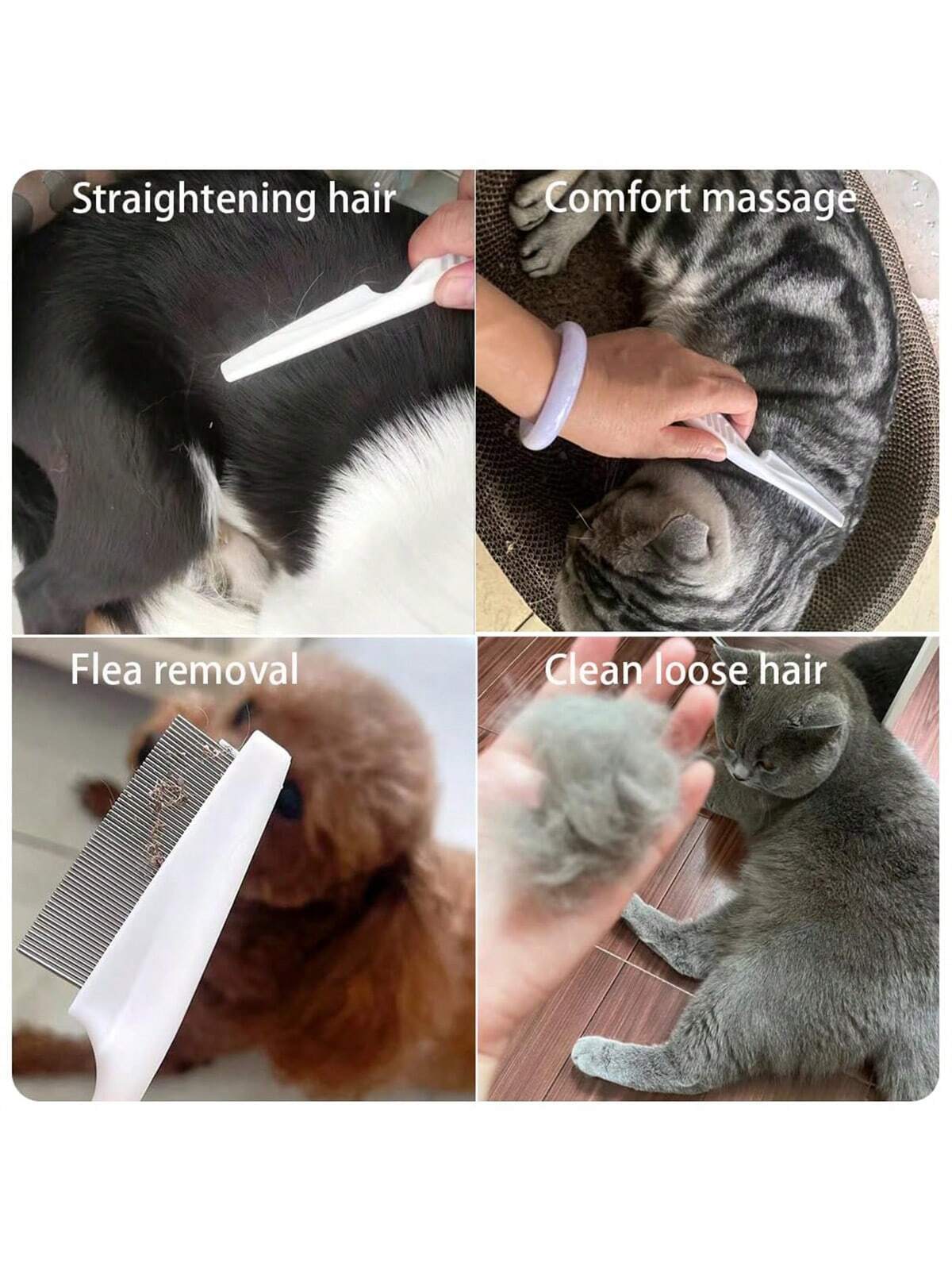 Pet Dog Cat Puppy Kitten Flea Comb Stainless Pin Hair And Fur Grooming Brush UK