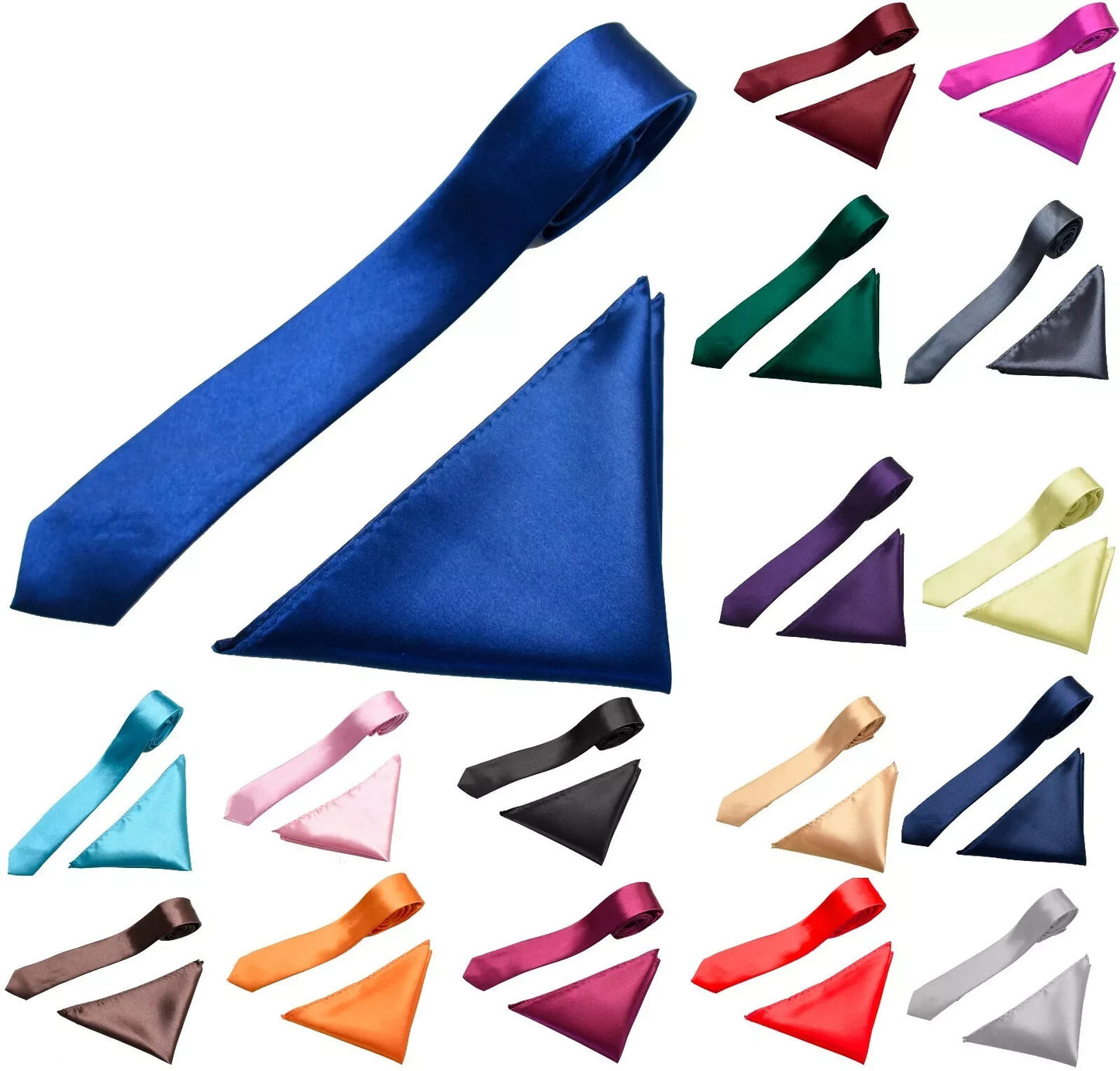 Mens Neck Tie and Pocket Square Handkerchief Set Wedding Birthday Reception