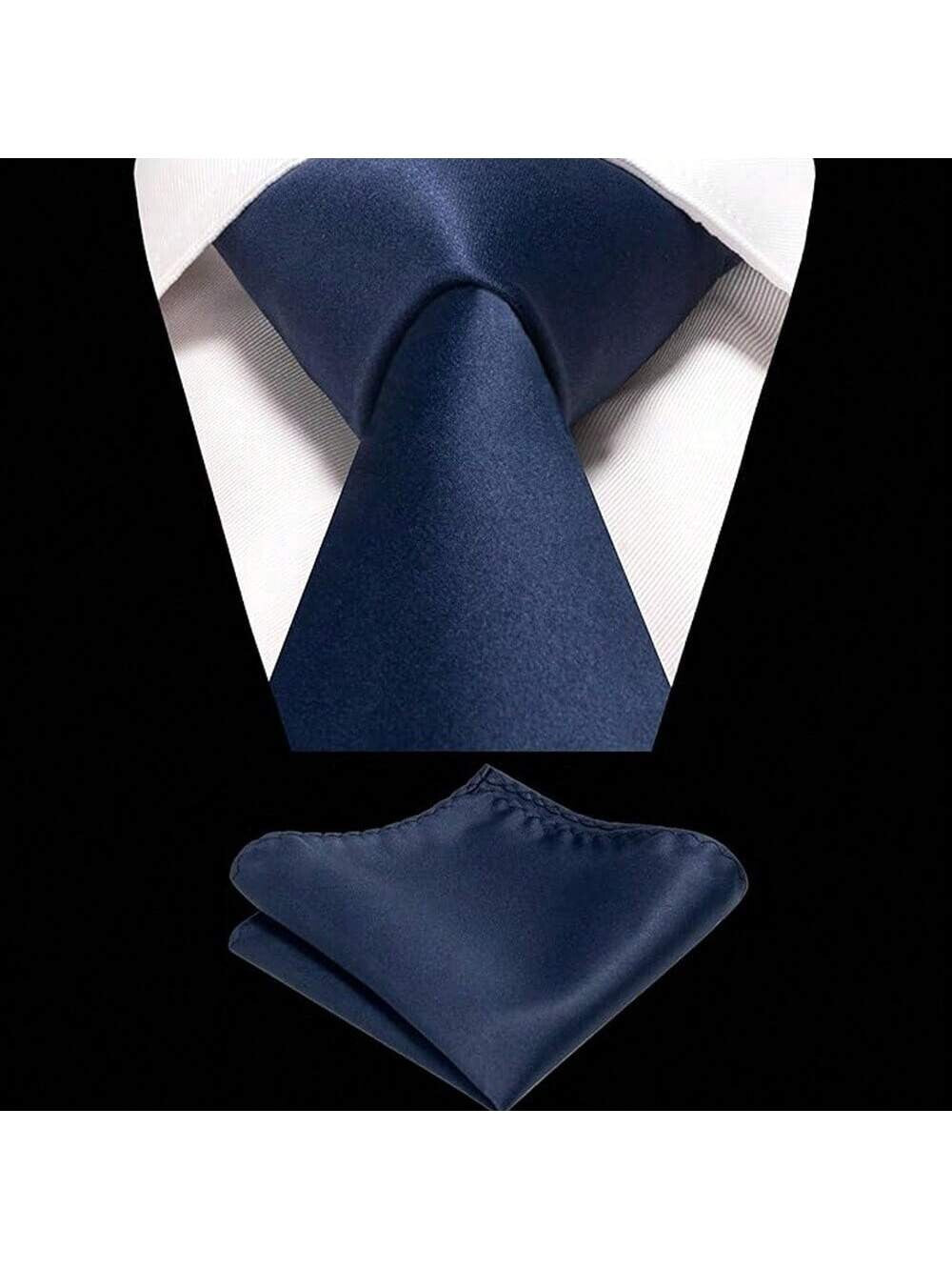 Mens Neck Tie and Pocket Square Handkerchief Set Wedding Birthday Reception