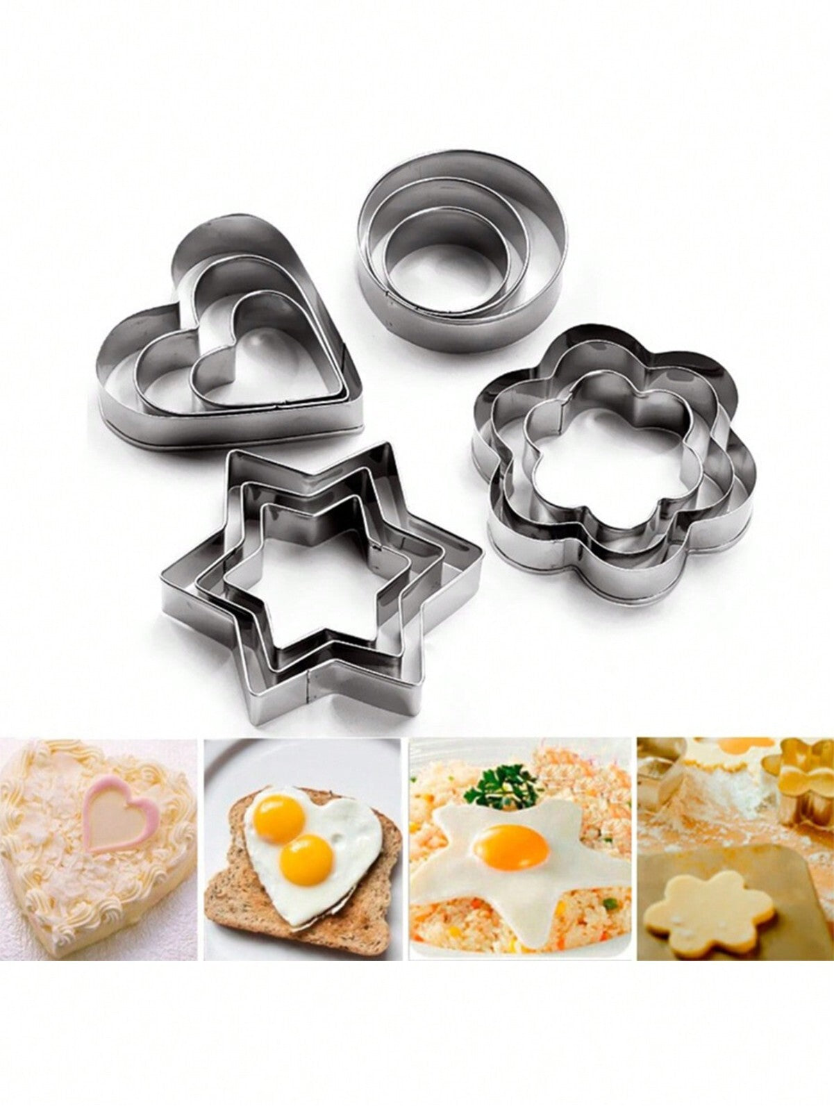 12 Pcs Cookie Cutter Stainless Steel Biscuit Mould Pastry Baking Cake DIY Decors