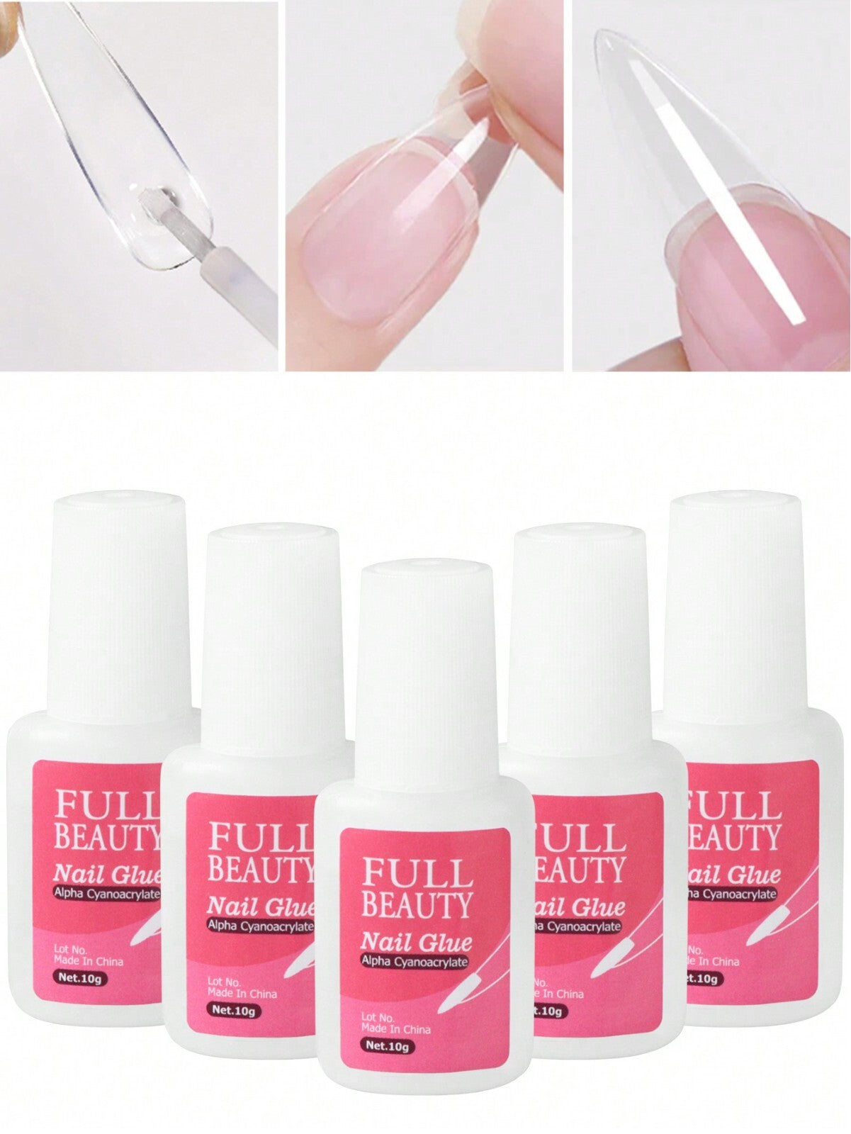 Pack of 5*10G Nail Glue With Brush ✅ EXTRA STRONG ✅ Professional False Nail Tips