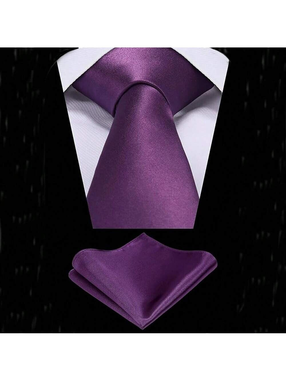 Mens Neck Tie and Pocket Square Handkerchief Set Wedding Birthday Reception