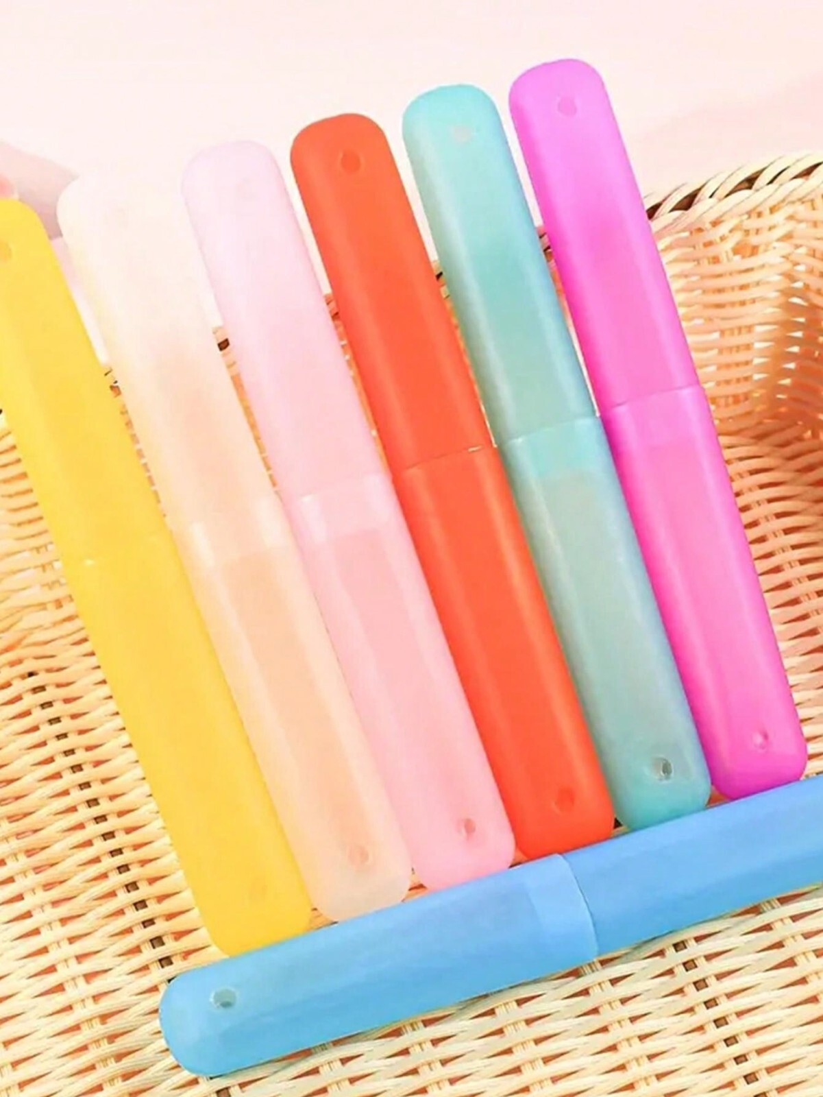 5pcs Toothbrush Case Travel Cover Plastic Holder, Family Pack, Brushes Holidays