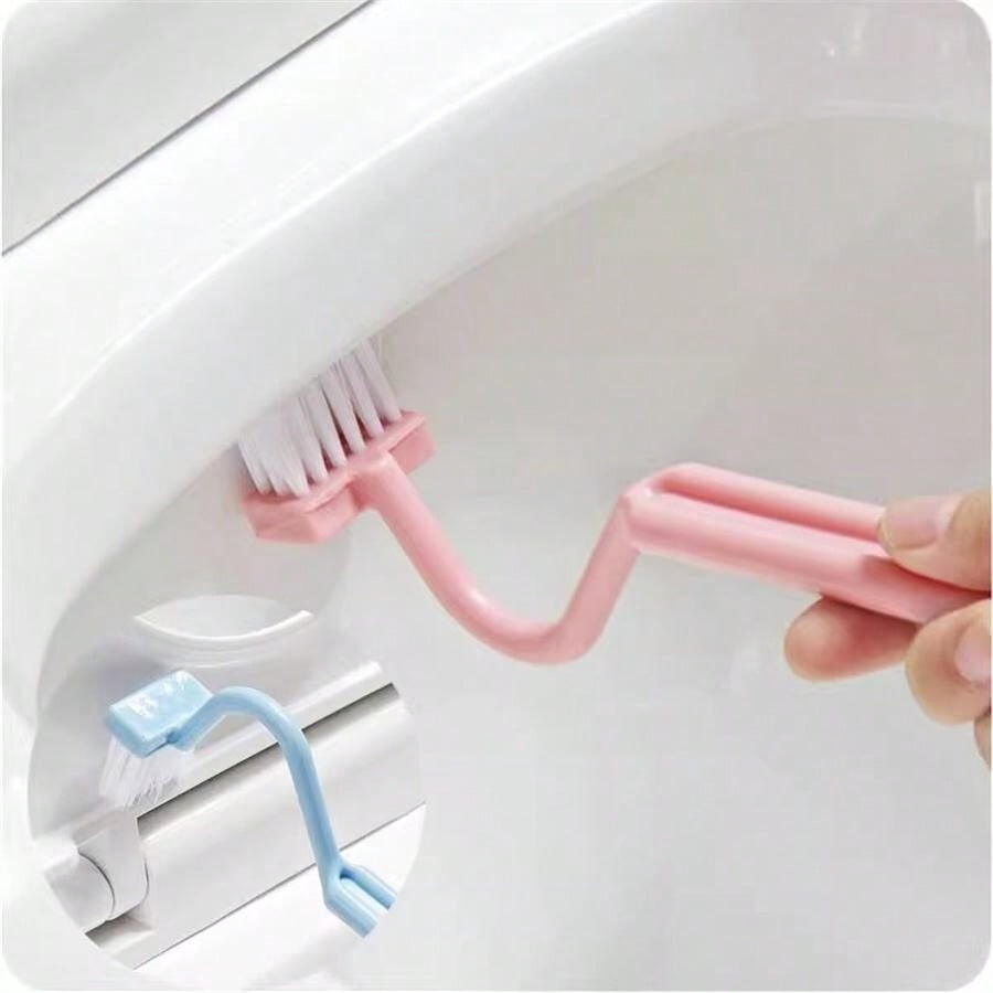 Plastic Toilet Under Rim Cleaning Brush v-Type Curved Bent Handle For Home UK