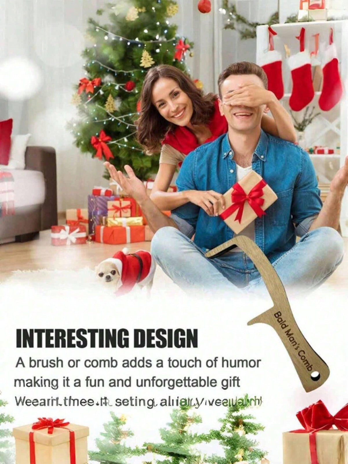 Gag Gift Comb for Bald Man, Joke Gift for Men's Hair Loss,Hairless Combing Brush