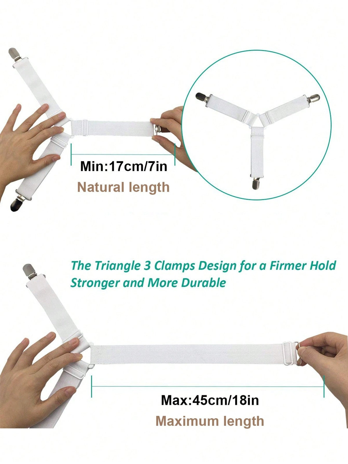 2/4PCS Adjustable Bed Sheet Fasteners, Elastic Clips for Mattress & Sofa Covers