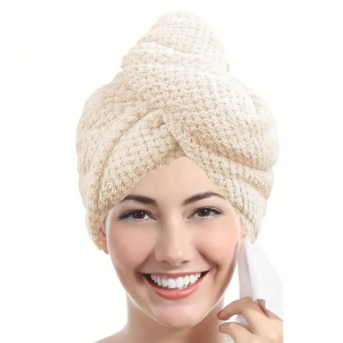 Microfiber Hair Drying Towel with Button Soft Absorbent Random Color Uk