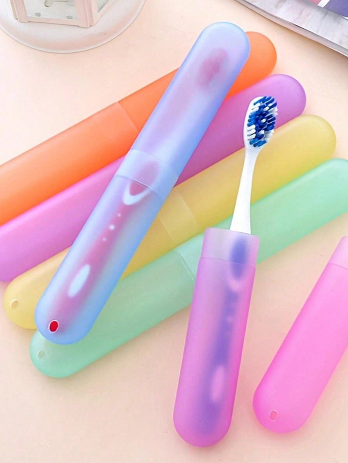 5pcs Toothbrush Case Travel Cover Plastic Holder, Family Pack, Brushes Holidays
